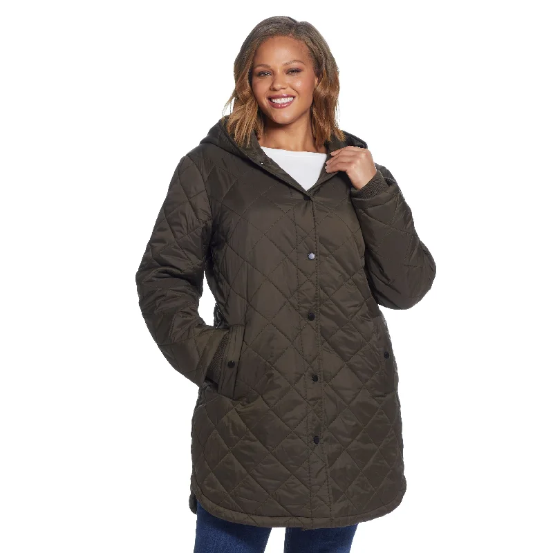 Plus Size Ladies Quilted Hooded Duffle Coat with Knit Cuff Ladies Cashmere Coats Warmth and Elegance Combined