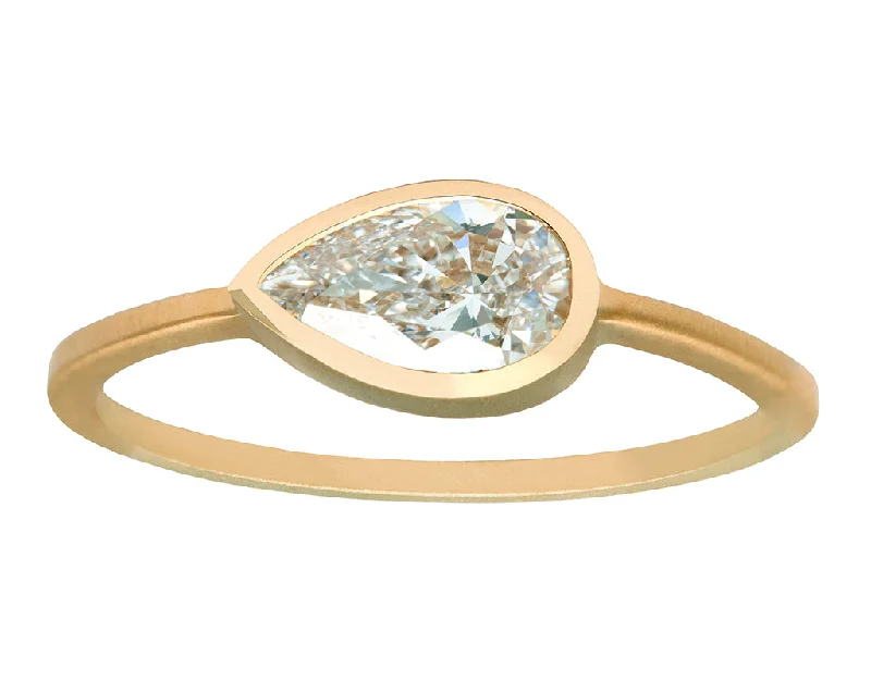 Jewelry Sale Bonanza – Grab Your Sparkle Now 0.75ct Pear Brilliant-cut White Diamond Bezel Ring