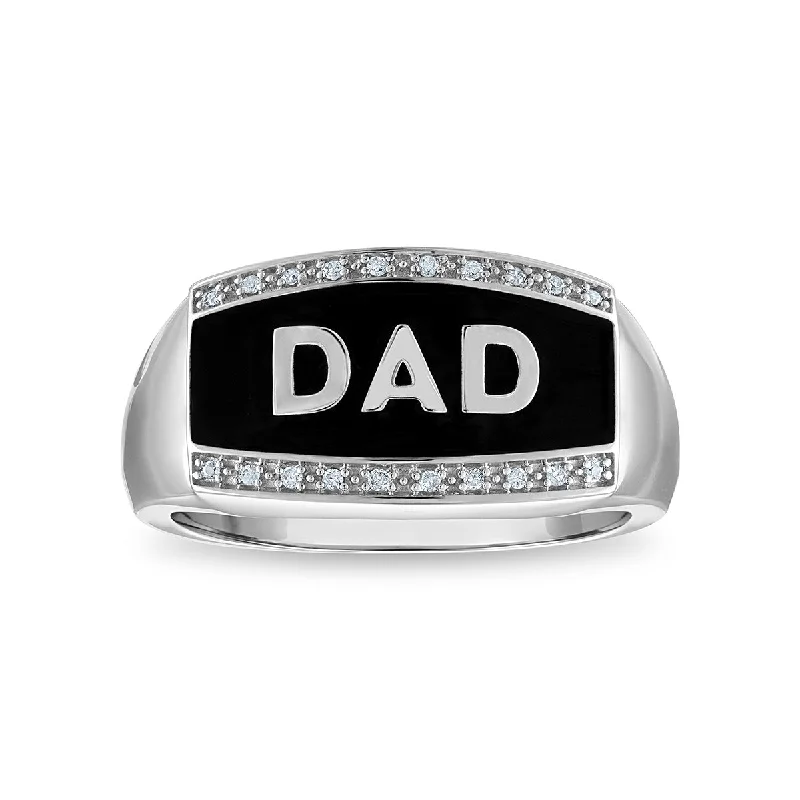 Your Dream Jewelry At Dream Prices – Shop Now Diamond Accent Dad Ring in Rhodium Plated Sterling Silver