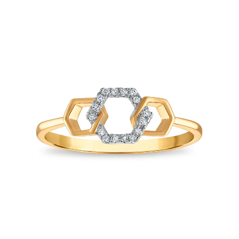 Premium Diamond Jewelry For Unforgettable Moments Diamond Accent Hexagon Ring in 10KT Yellow Gold