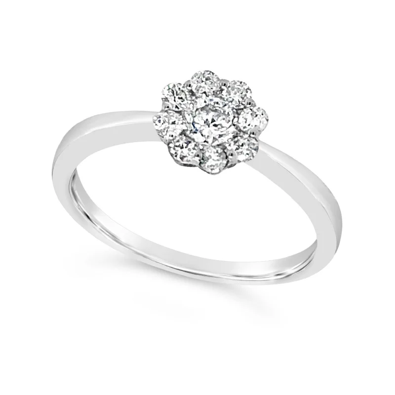 Big Discounts On Elegant Jewelry Collections Flower Design Diamond Cluster Solitaire Ring