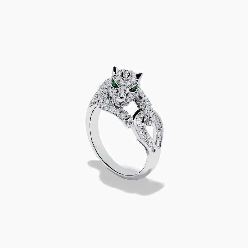 Sparkle For Less – Shop Our Limited-Time Jewelry Deals Signature 14K White Gold Emerald and Diamond Panther Ring
