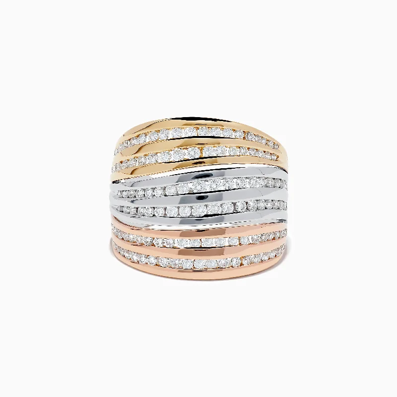 Special Offers On Handcrafted And Designer Jewelry Trio 14K Tri Color Gold Diamond Ring