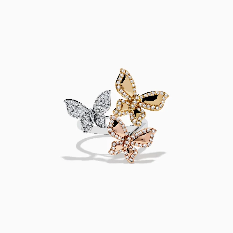 Save On Luxury Jewelry Pieces – Limited-Time Offers Trio 14K White, Pink and Yellow Gold Diamond Butterfly Ring