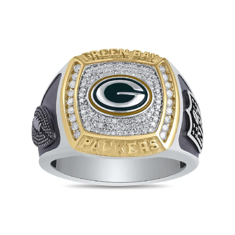 Jewelry Sale Alert – Shop Timeless Elegance Today True Fans Fine Jewelry Green Bay Packers 1/2 CTW Diamond Ring in Sterling Silver