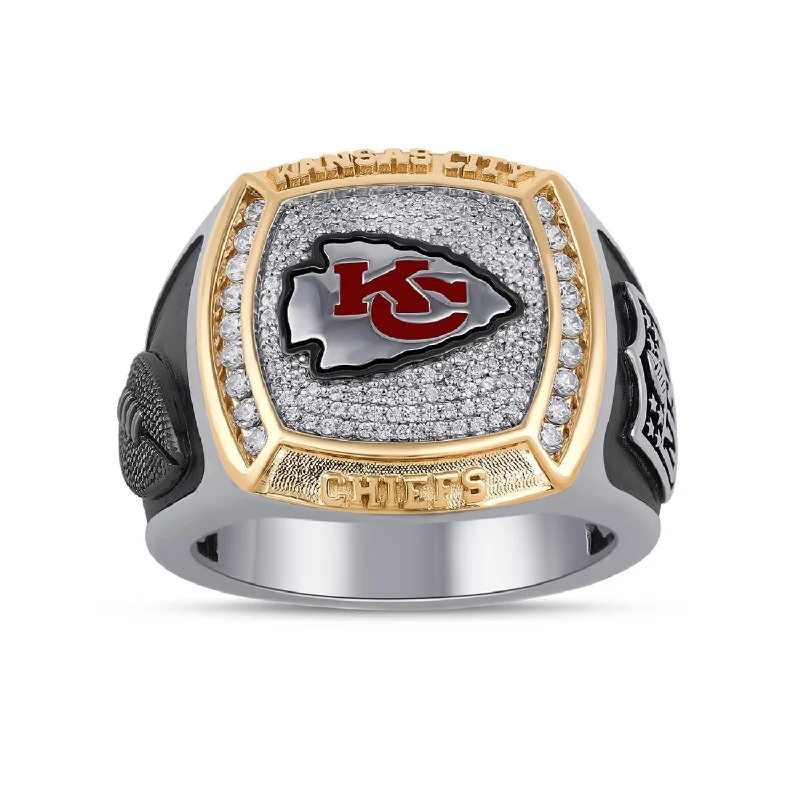 Stunning Jewelry Pieces At The Lowest Prices Ever True Fans Fine Jewelry Kansas City Chiefs 1/2 CTW Diamond Ring in Sterling Silver