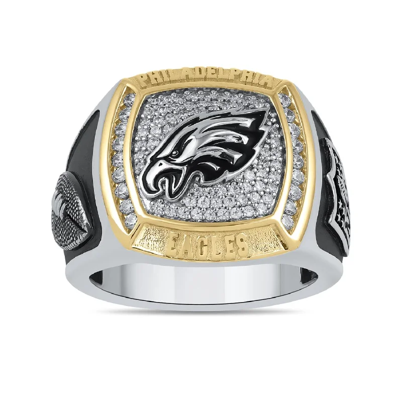 Unmissable Jewelry Sale – Shop Before It's Too Late True Fans Fine Jewelry Philadelphia Eagles 1/2 CTW Diamond Ring in Sterling Silver