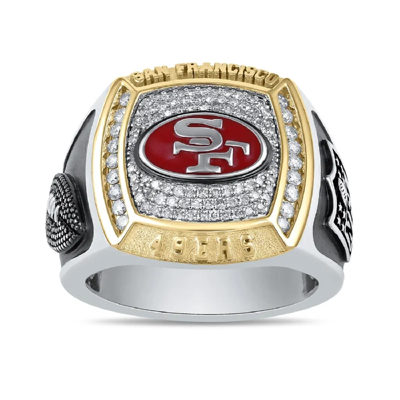 Timeless Elegance At Unbelievable Discounts True Fans Fine Jewelry San Francisco 49ers 1/2 CTW Diamond Ring in Sterling Silver