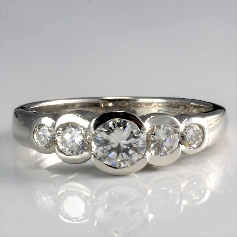 Dazzle In Elegance With Our Biggest Jewelry Sale Five Stone Semi Bezel Diamond Engagement Ring | 0.65 ctw, SZ 5.75 |