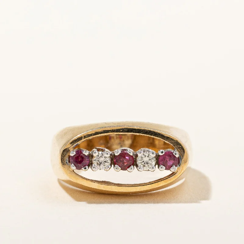 Bold And Beautiful Jewelry Now At Irresistible Prices Open Oval Diamond & Ruby Ring | 0.10 ctw, SZ 5.5 |