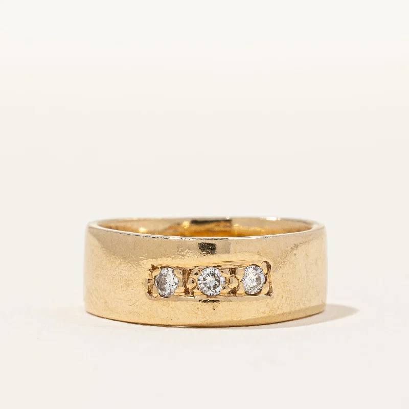 Customized Silver Jewelry For Unique Style Off Round Three Stone Diamond Band | 0.09ctw | SZ 4.75 |