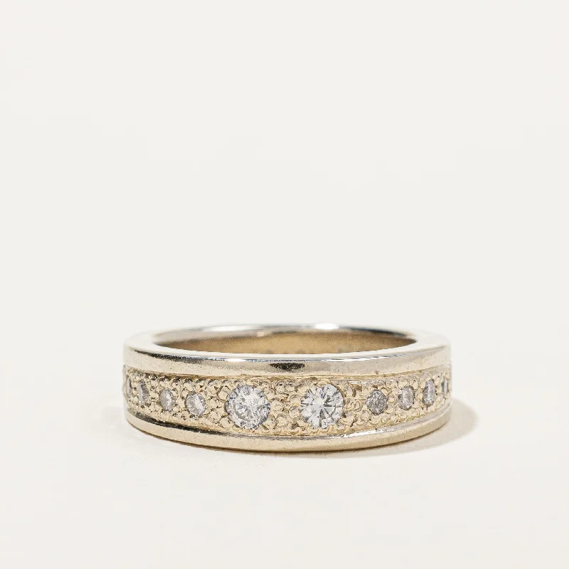 Limited-Time Offer On Premium Jewelry Collections Vintage Flush Set Textured Diamond Band | 0.20 ctw | SZ 4.75 |