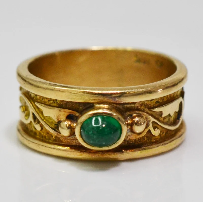 Exclusive Jewelry Discounts – Shop Now For Savings Vine Patterned Emerald Cabochon Band | 0.20ct | SZ 7.5 |