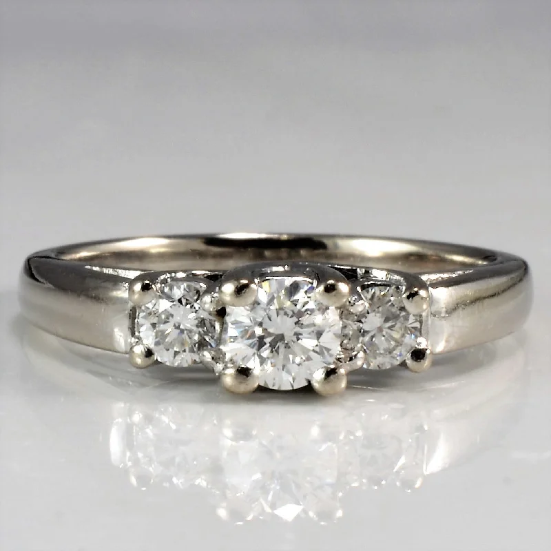 Delicate Crystal Jewelry For Sophisticated Charm Round Brilliant Three Stone Engagement Ring | 0.45 ctw, SZ 6.25 |