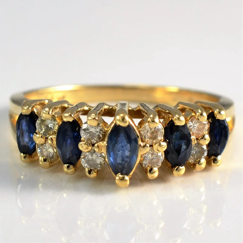 High-Quality Gemstone Jewelry For Special Occasions Split Shank Marquise Sapphire & Diamond Ring | 0.15ctw, 0.25ctw | SZ 5.75 |