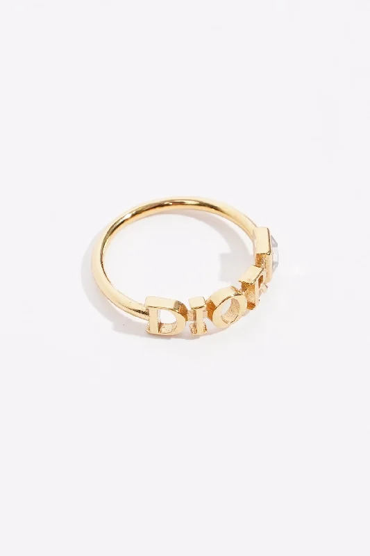 Premium Jewelry At Special Low Prices For A Limited Time Christian Dior Womens Dior Letters Ring Golden Finish Base Metal Small