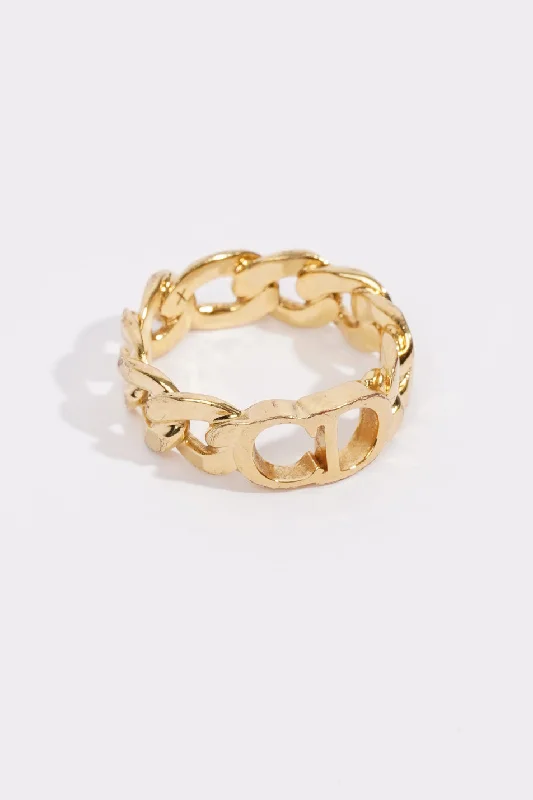 Buy More, Save More On Stunning Jewelry Designs Christian Dior Womens Danseuse Etoile Chain Ring Golden Finish 57
