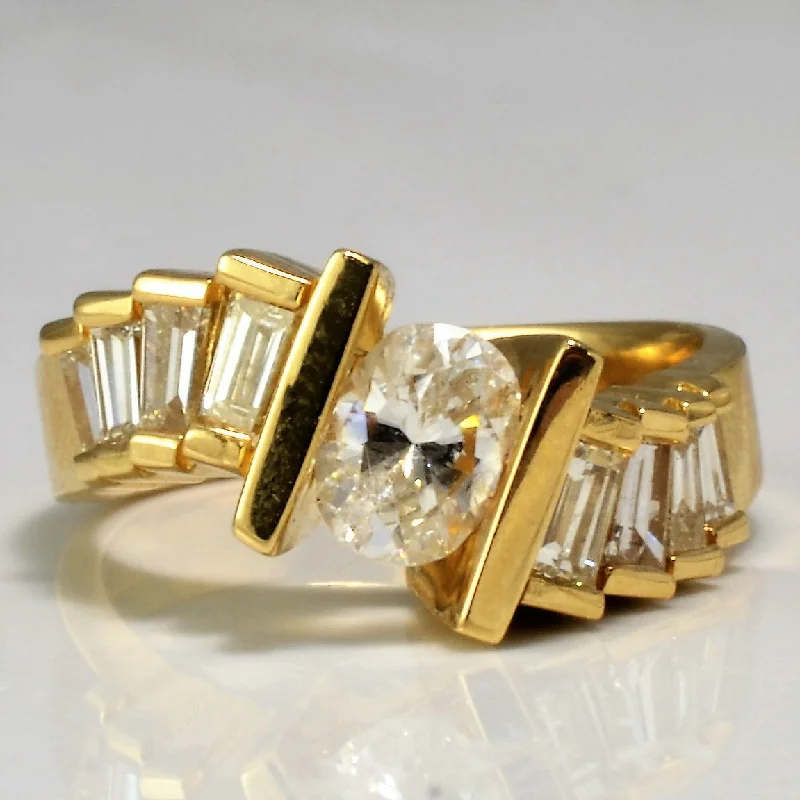 Elegant Rose Gold Jewelry For A Stylish Touch Offset Oval Diamond Engagement Ring | 1.20ctw | SZ 6 |