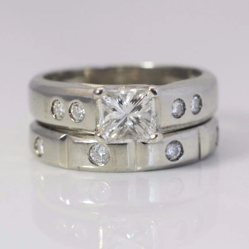 Special Deals On Handcrafted And Designer Jewelry GIA Certified Engagement Ring & Flush Set Wedding Band | 0.97 ctw, SZ 5 |