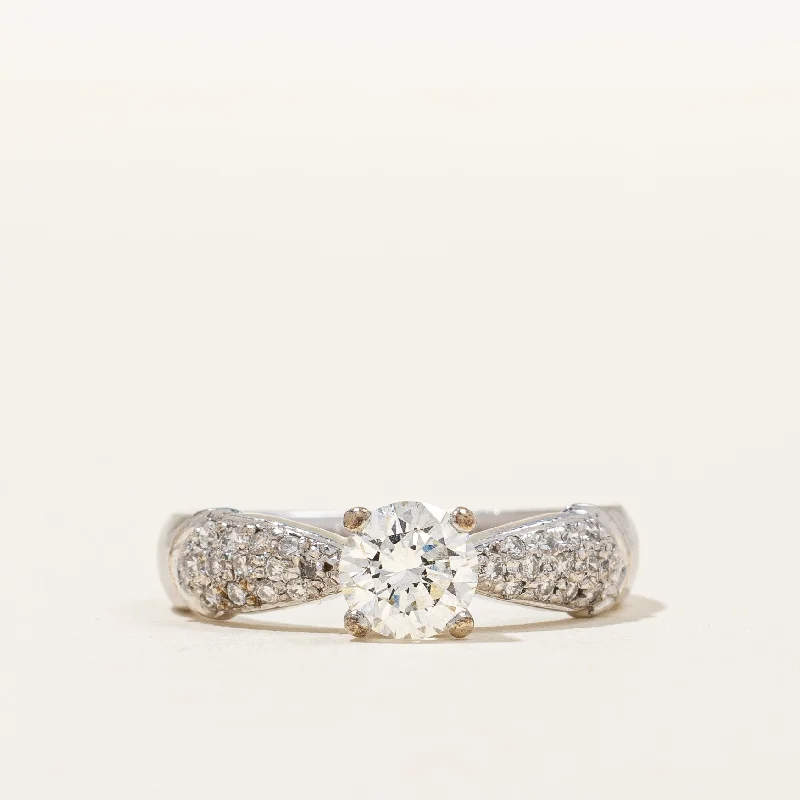 Modern Statement Jewelry For Bold Styling 18k Pave Detailed Engagement Ring | 0.65ctw VS1 H | SZ 4 |
