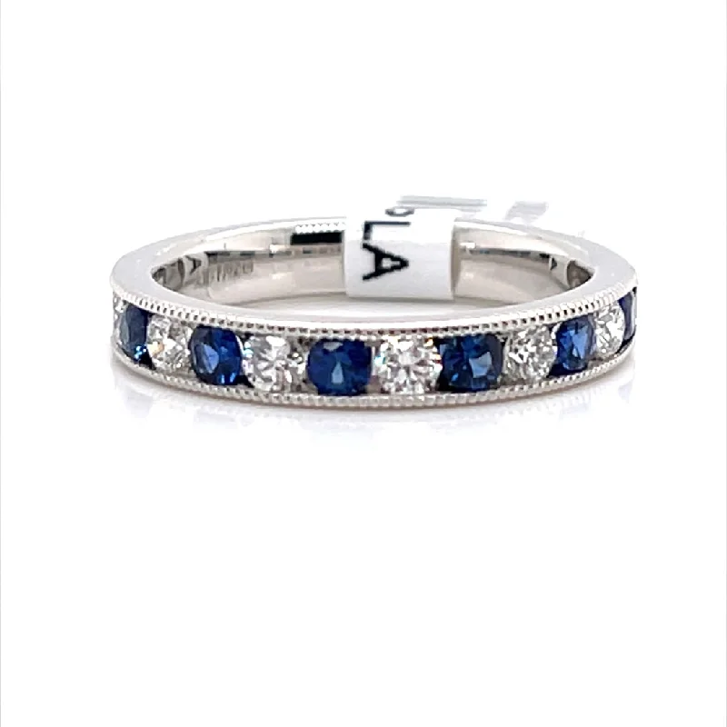 Buy More, Save More – Special Jewelry Discounts Bremer Jewelry Channel Set Sapphire and Diamond Fashion Ring in Platinum (0.96ctw)