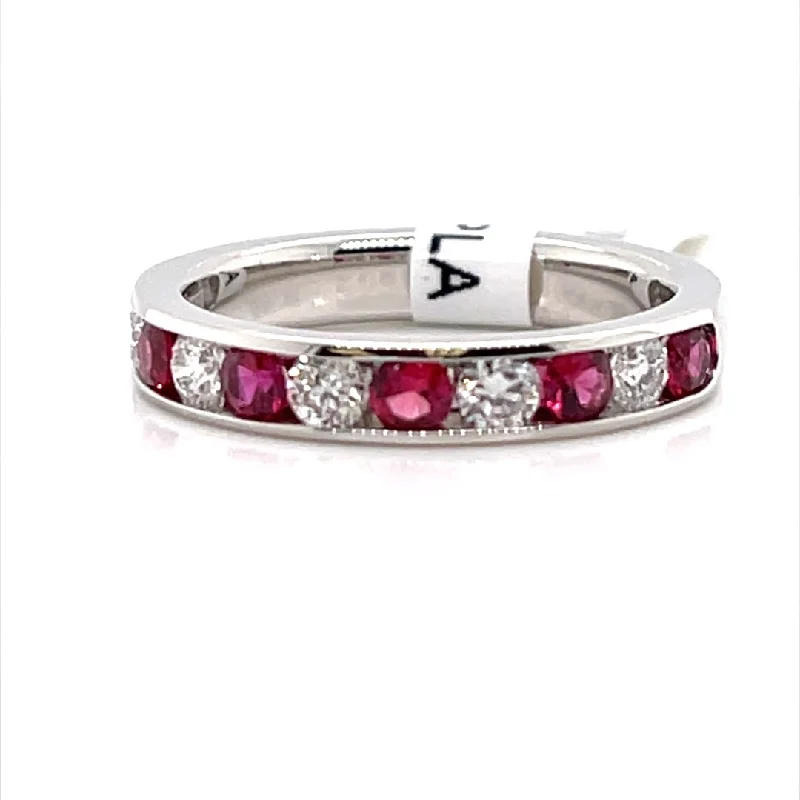Sparkle More For Less – Jewelry Sale Happening Now Bremer Jewelry Rubies and Diamonds Channel Set Fashion Ring in 950 Platinum (1.11ctw)