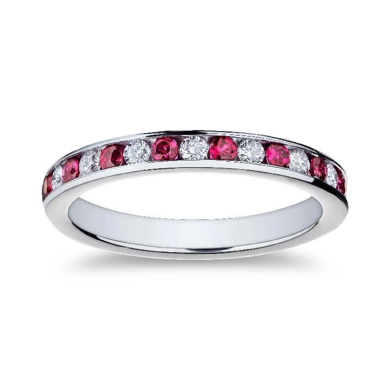 Get Your Favorite Jewelry At The Best Price Bremer Jewelry Ruby and Diamond Channel Set Ring in Platinum (0.58ctw)