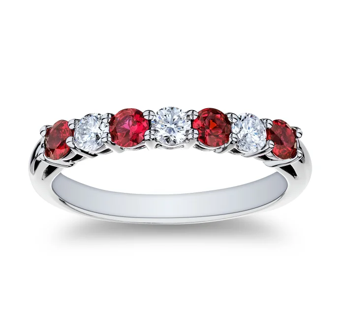 Shop Fine Jewelry With Exclusive Savings Bremer Jewelry Ruby and Diamond Half Anniversary Fashion Ring in Platinum (0.66xctw)