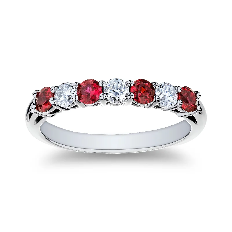 Stunning Jewelry At A Fraction Of The Price Bremer Jewelry Ruby and Diamond Half Anniversary Ring in Platinum (0.80ctw)