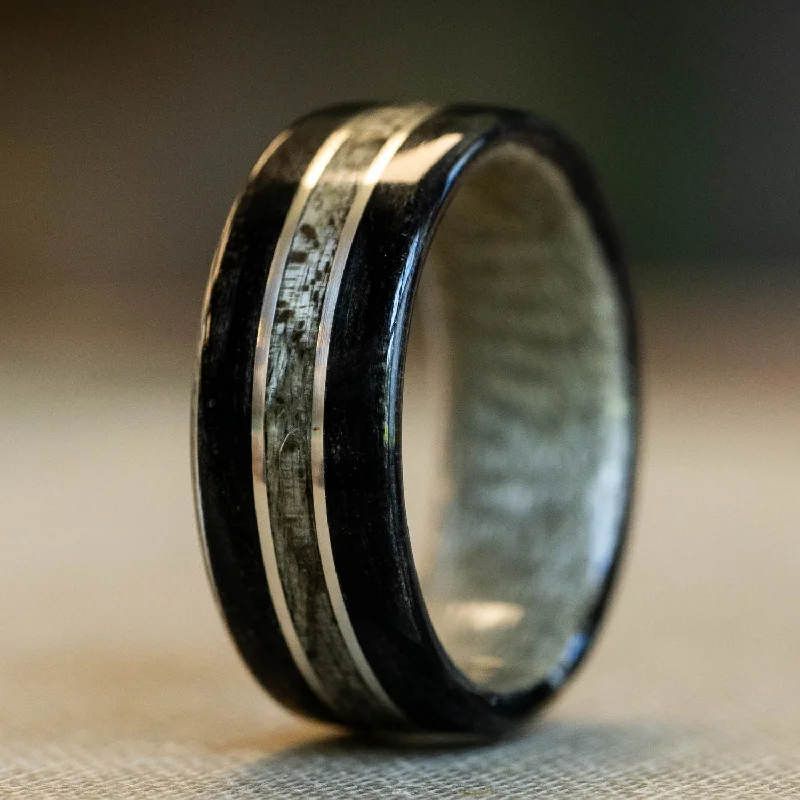 Chic And Stylish Jewelry At Exclusive Prices (In-Stock)  Weathered Whiskey Barrel Ring, Weathered Maple & Dual Sterling Silver - Size 8 | 8mm Wide