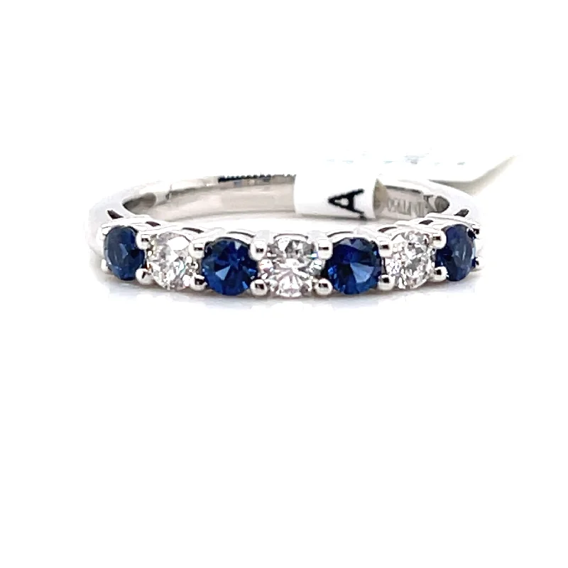 Affordable Glamour – Premium Jewelry At Special Prices Sapphires and Diamonds Half Anniversary Fashion Ring in 950 White Platinum (.80ctw)