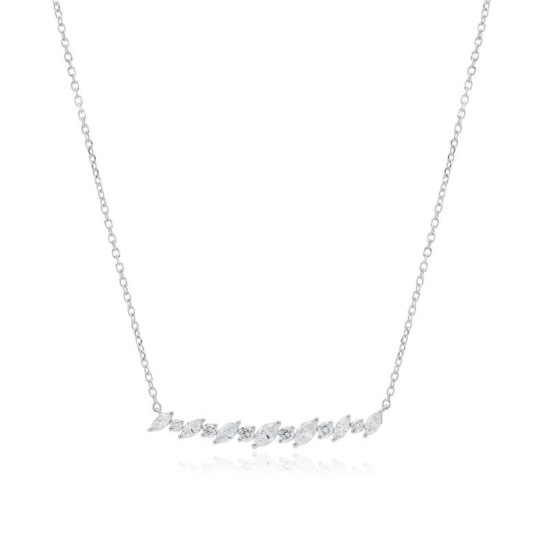 Shop Jewelry That Shines Without The High Price Marquise and Round Diamond Line Necklace