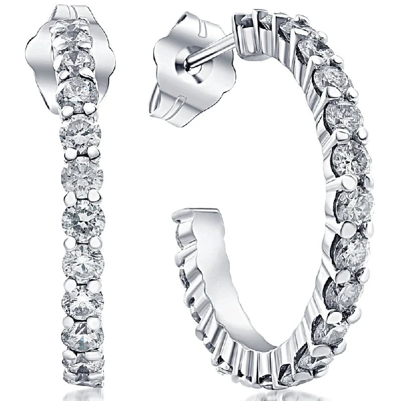 Make Every Moment Shine – Jewelry Discounts Available 1 1/10ct Diamond Hoops 14K White Gold