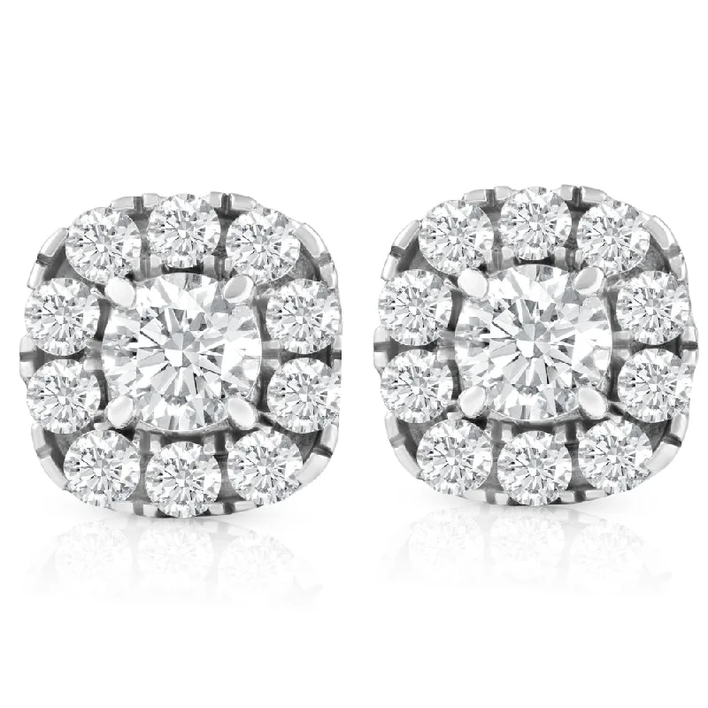 Fine Jewelry, Limited-Time Offers Available 1 3/8ct Cushion Halo Diamond Studs 14K White Gold
