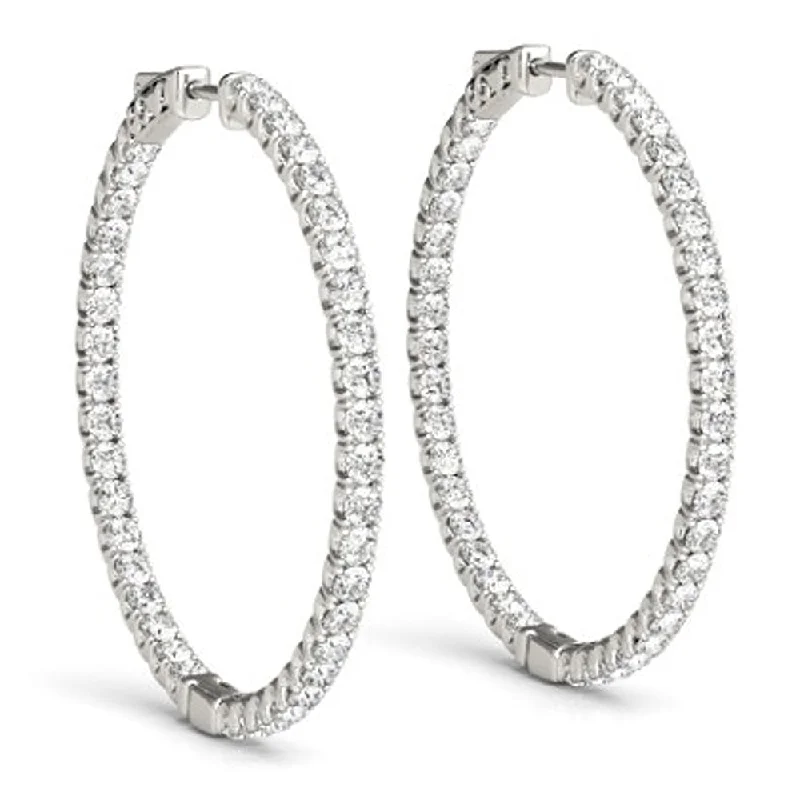 Luxury Jewelry At Unbeatable Discounts 1.75 ct Lab Grown Diamond Hoops Inside Outside 1 1/3" 14K White Gold Vault Lock