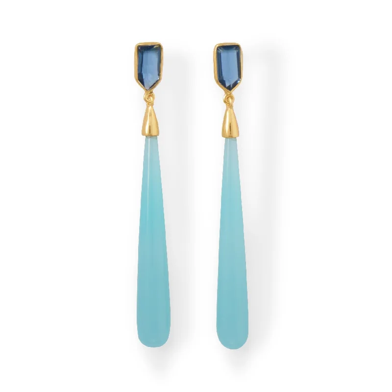 Shop High-Quality Jewelry At Jaw-Dropping Discounts 18k Blue Quartz & Blue Chalcedony Drop Earrings