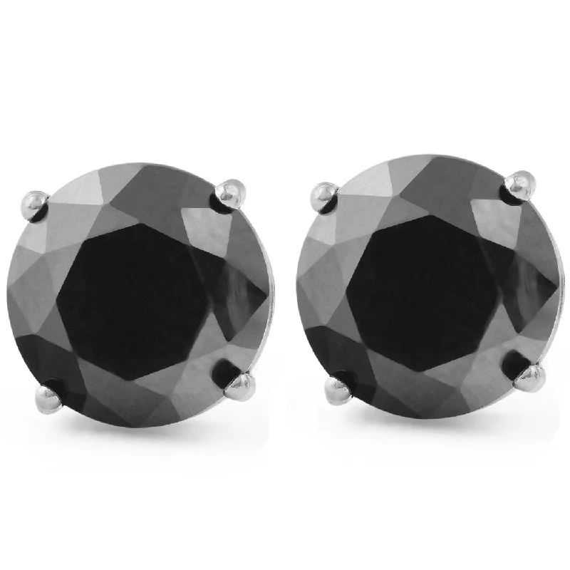 Grab Stylish Jewelry Before The Sale Ends 2 1/2ct Black Diamond Screw Back Studs Womens Earrings 14K White Gold