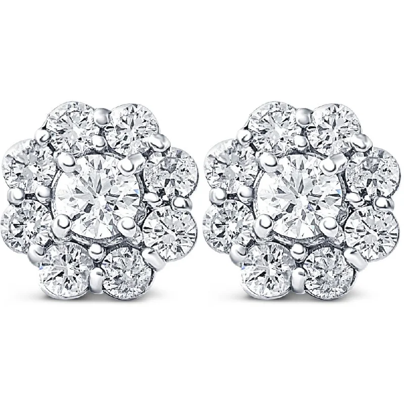 Exclusive Jewelry Sale – Limited-Time Discounts 2 1/2ct Halo Fire Pure Lab Created Diamond Studs 14K White Gold