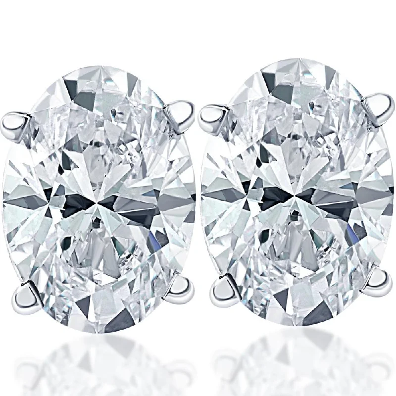 Special Deals On Handcrafted And Designer Jewelry 2.37 Ct Lab Grown Oval Diamond Studs 14k White Gold Earrings