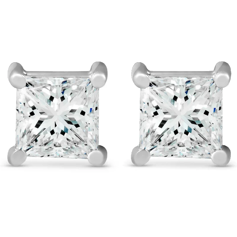 Luxury Meets Affordability – Jewelry Sale Live Now 3 ct TDW Princess Cut Diamond Screw Back Studs 14k White Gold Lab Grown