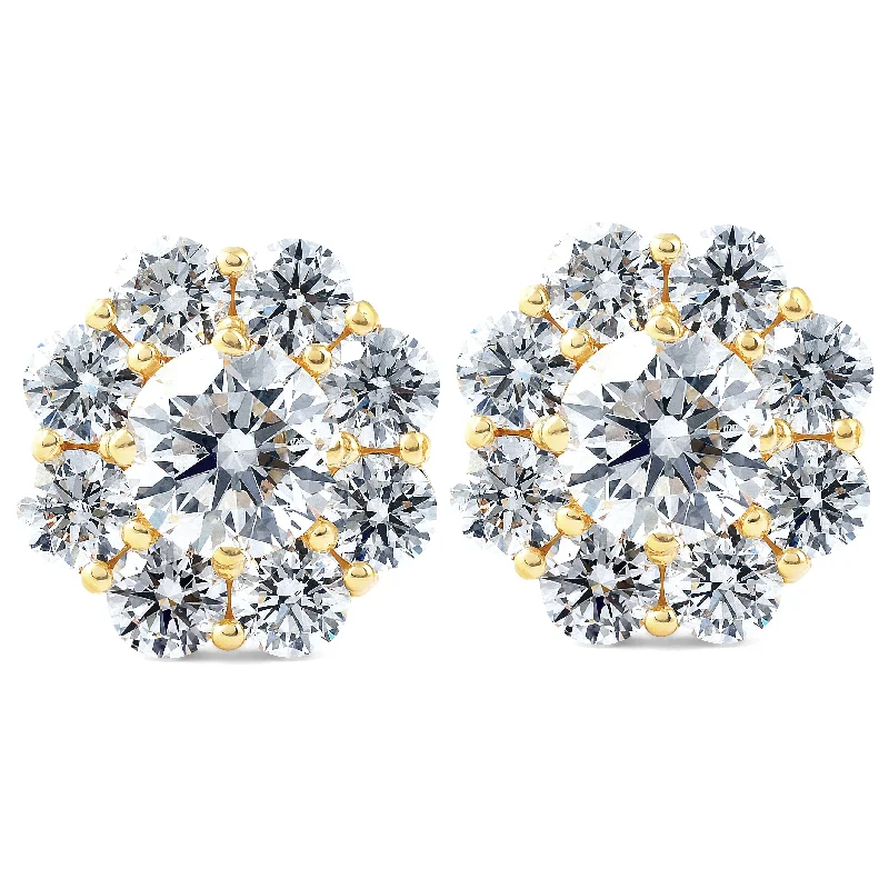 Shop Elegant Jewelry At Unbeatable Prices 3Ct Diamond Halo Studs 14k Yellow Gold EX3 Lab Grown