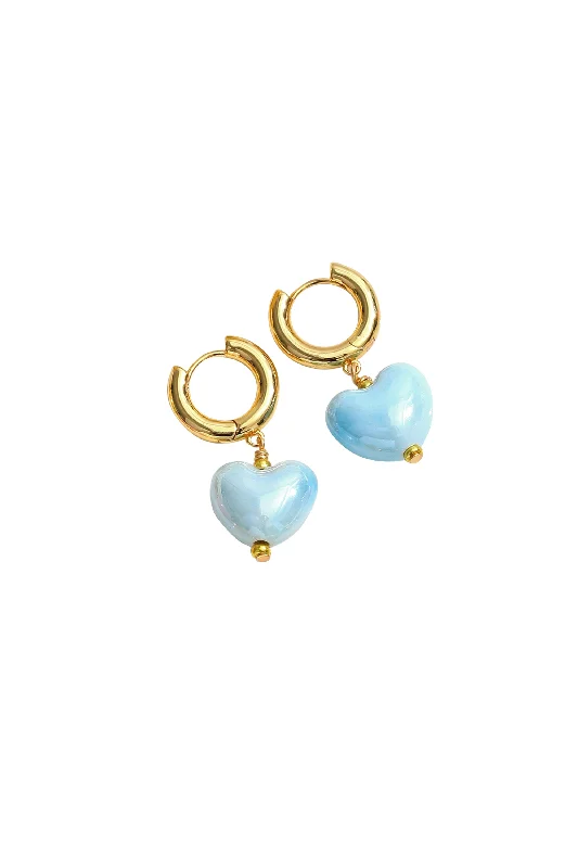 Luxury Jewelry Clearance – Shop Premium Styles Now Blue Ceramic Heart Dangle Earrings