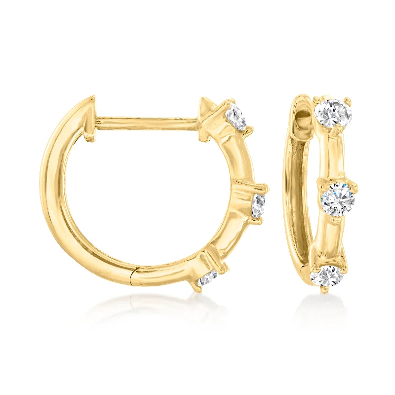 Dainty Floral Jewelry For Feminine Elegance Canaria Diamond Huggie Hoop Earrings in 10kt Yellow Gold