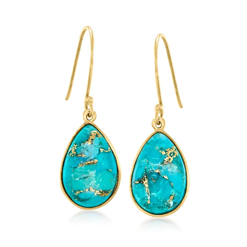 Exclusive Jewelry Bundles At Discounted Rates Canaria Turquoise Drop Earrings in 10kt Yellow Gold