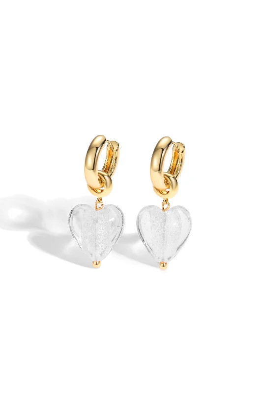 Flash Sale On Exquisite Jewelry – Don't Miss Out Esmée White Clear Glaze Heart Dangle Earrings