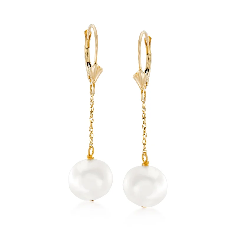 Elegant Rose Gold Jewelry For A Stylish Touch Ross-Simons 10-10.5mm Cultured Pearl Drop Earrings in 14kt Yellow Gold
