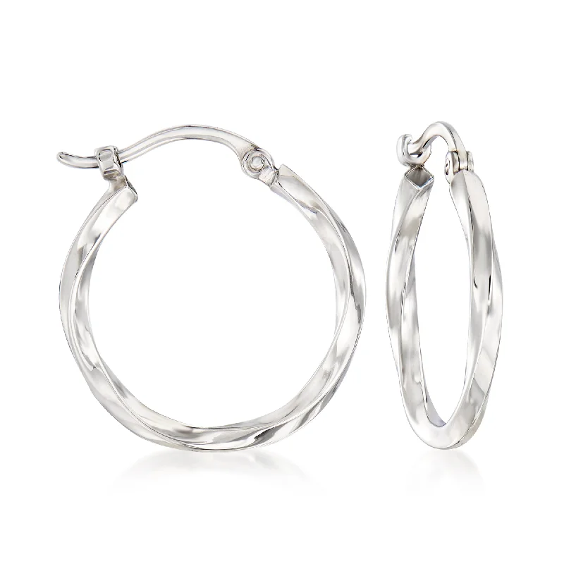 Limited-Time Jewelry Sale – Elegant Styles At Less Ross-Simons 14kt White Gold Twist-Motif Hoop Earrings