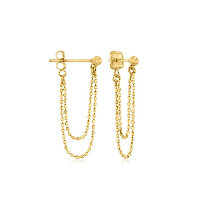 Delicate Crystal Jewelry For Sophisticated Charm Ross-Simons 14kt Yellow Gold Double-Chain Drop Earrings