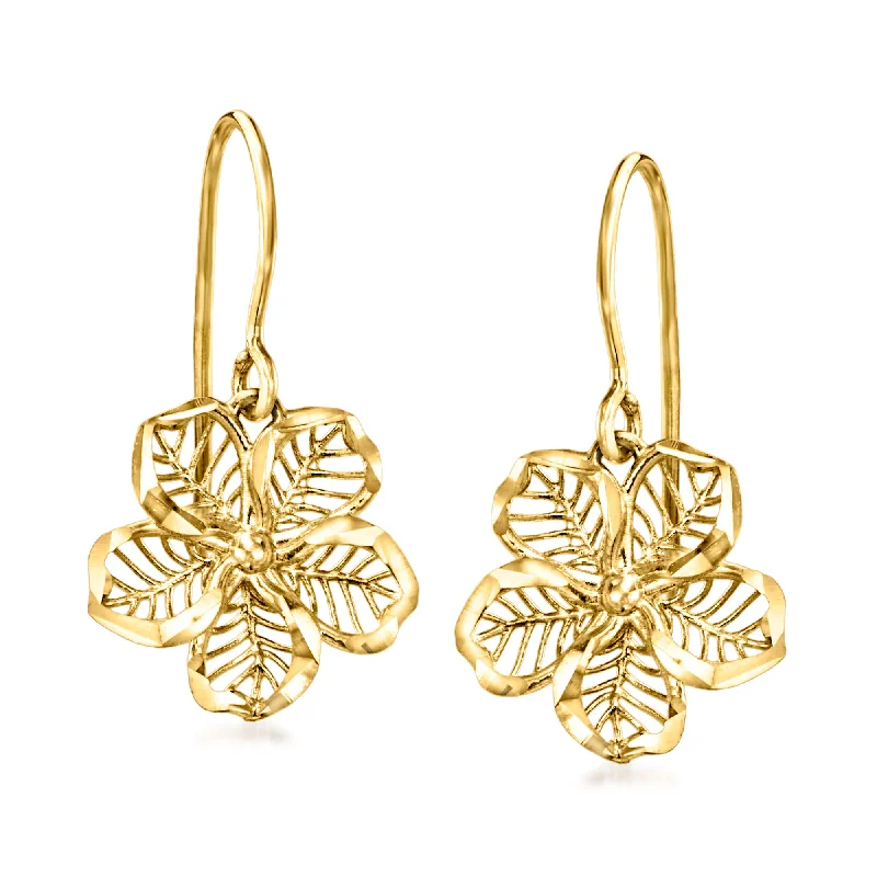 Save On Luxury Jewelry Pieces – Limited-Time Offers Ross-Simons 14kt Yellow Gold Openwork Flower Drop Earrings