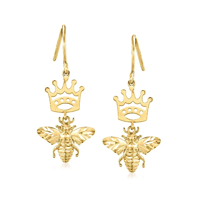 Dazzle In Elegance With Our Biggest Jewelry Sale Ross-Simons 14kt Yellow Gold Queen Bee Drop Earrings